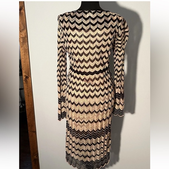 Vintage Missoni tan & black signature chevron knit dress - Picture 4 of 8